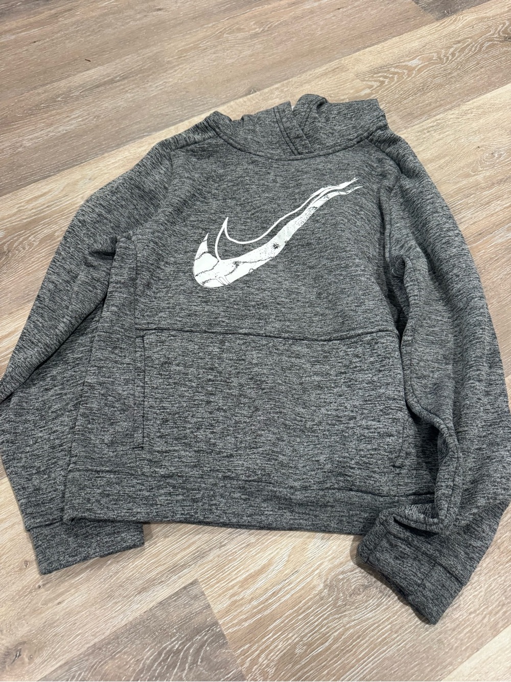 Nike Gray Marled Therma-Fit Hoodie with White Swoosh Tag